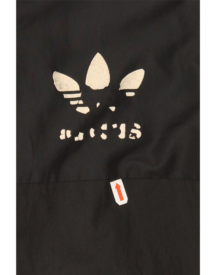 ADIDAS Mens Hooded Tracksuit Top Jacket Large Black Polyester Vintage Adidas and Second-Hand Adidas from Messina Hembry 