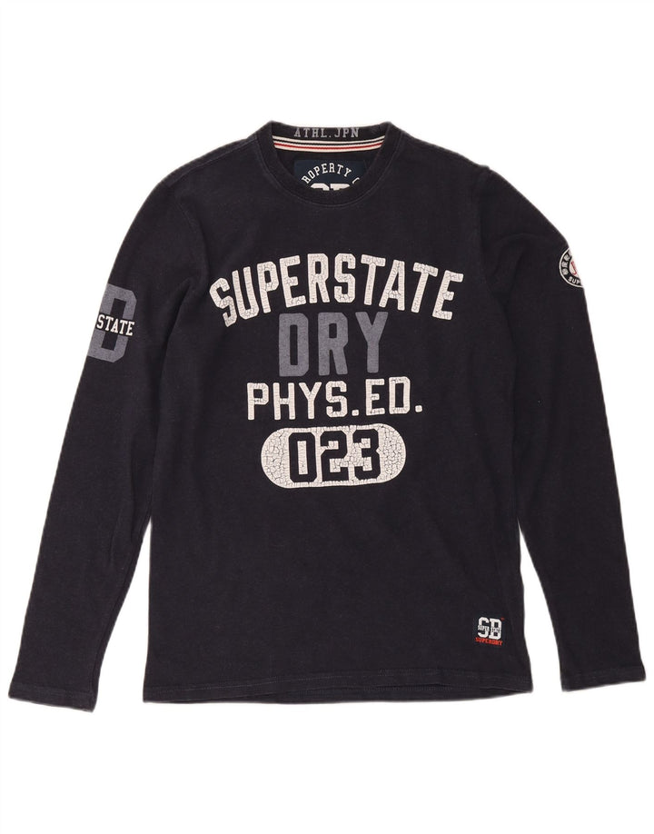 Superdry muška majica dugih rukava s grafikama, mala tamnoplava pamuk