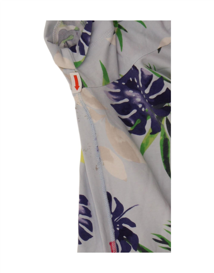MARELLA Womens T-Shirt Top UK 14 Medium Blue Floral Vintage Marella and Second-Hand Marella from Messina Hembry 