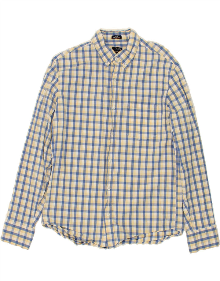 J. CREW Mens Flex Washed Slim Shirt Medium Blue Check Cotton Vintage J. Crew and Second-Hand J. Crew from Messina Hembry 