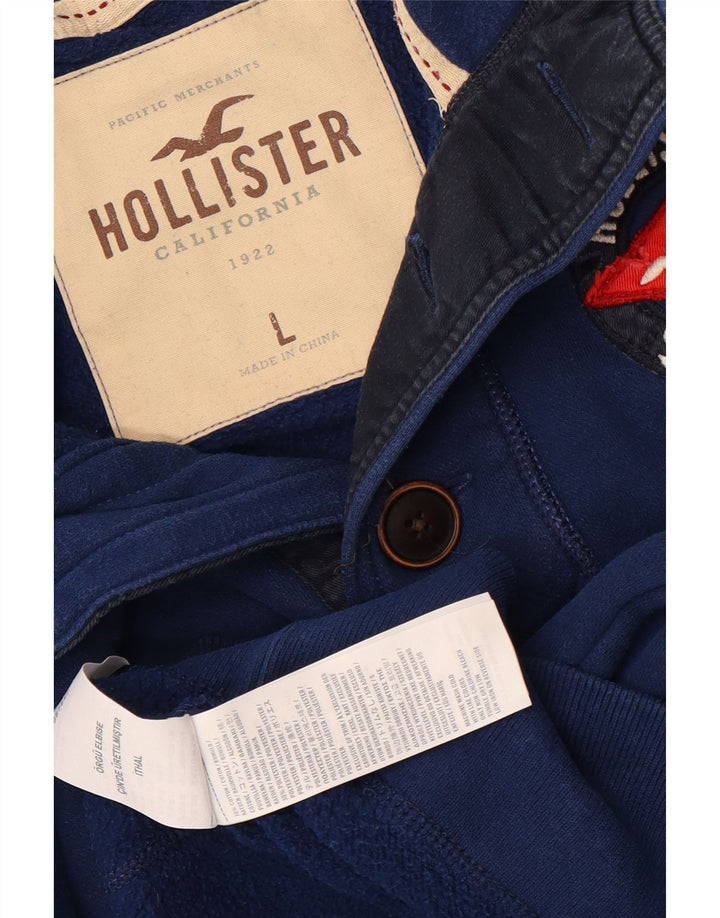 Hollister muška majica s dugmadima i izrezom, veliki plavi pamuk