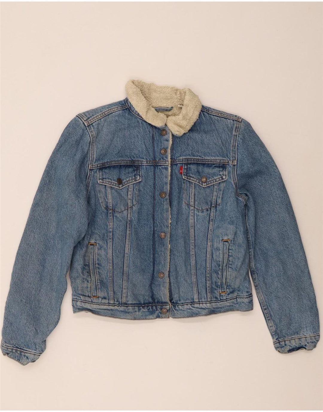 Levi's ženska traper šerpa jakna UK 14 veliki plavi pamuk