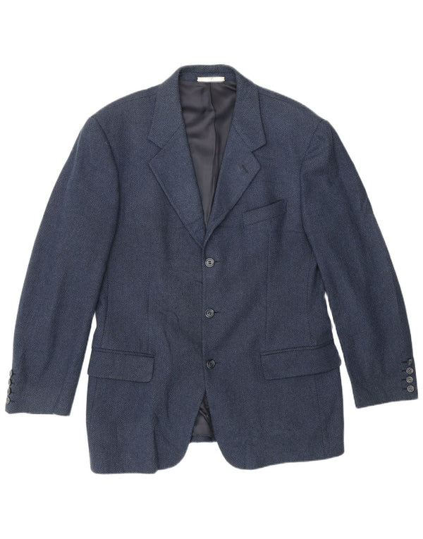 Valentino Mens 3 Button Blazer Jacket UK 38 Medium Navy Blue Herringbone