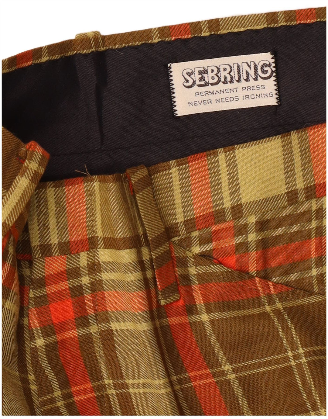 VINTAGE ženske ravne ležerne hlače W32 L34 Kaki karirano