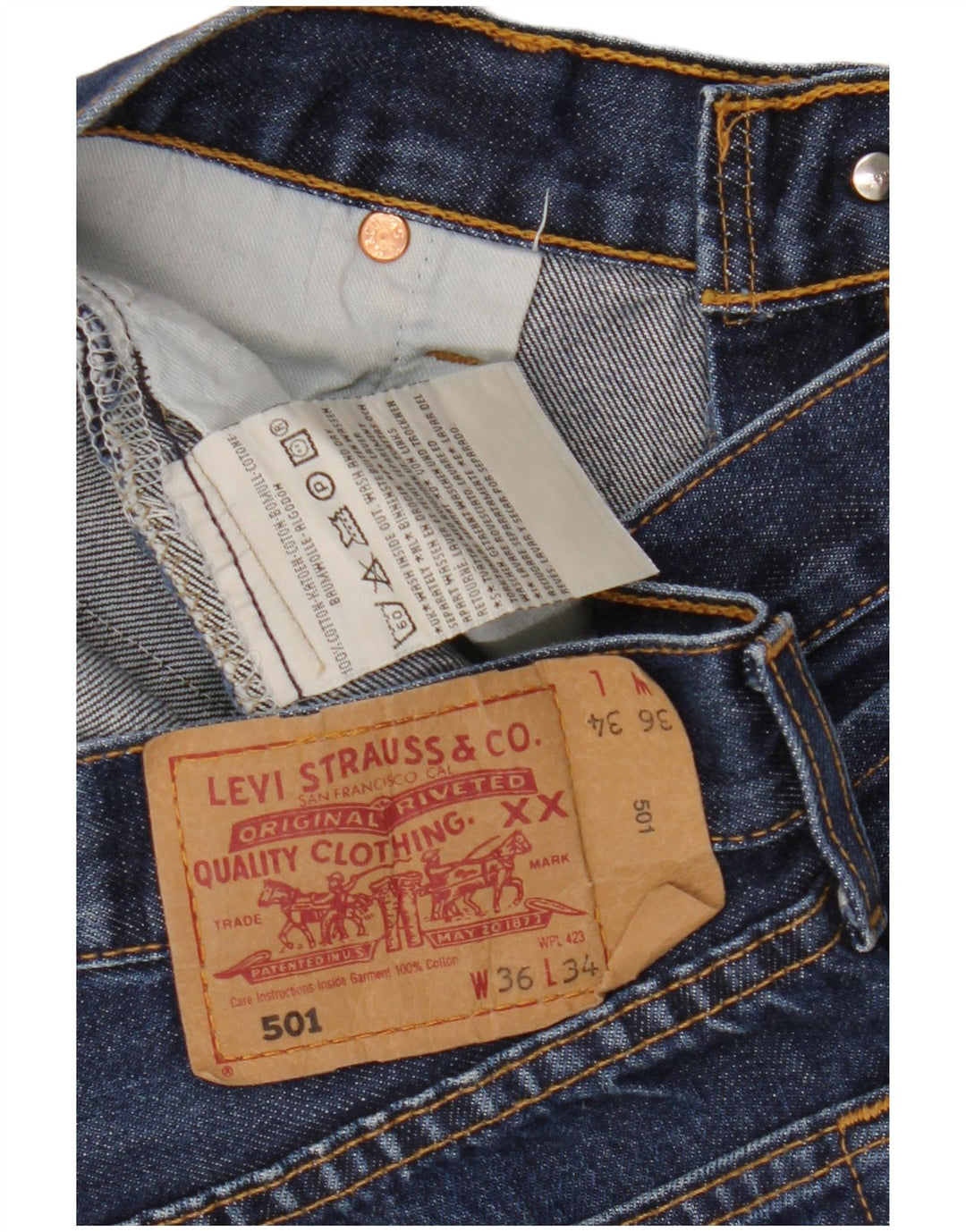 Levi's muške 501 Capri traperice W36 L22 plavi pamuk