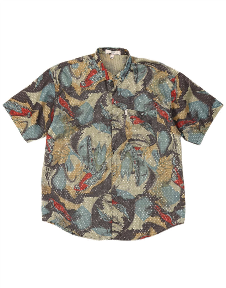 Vintage muška košulja kratkih rukava s apstraktnim uzorkom 2XL siva