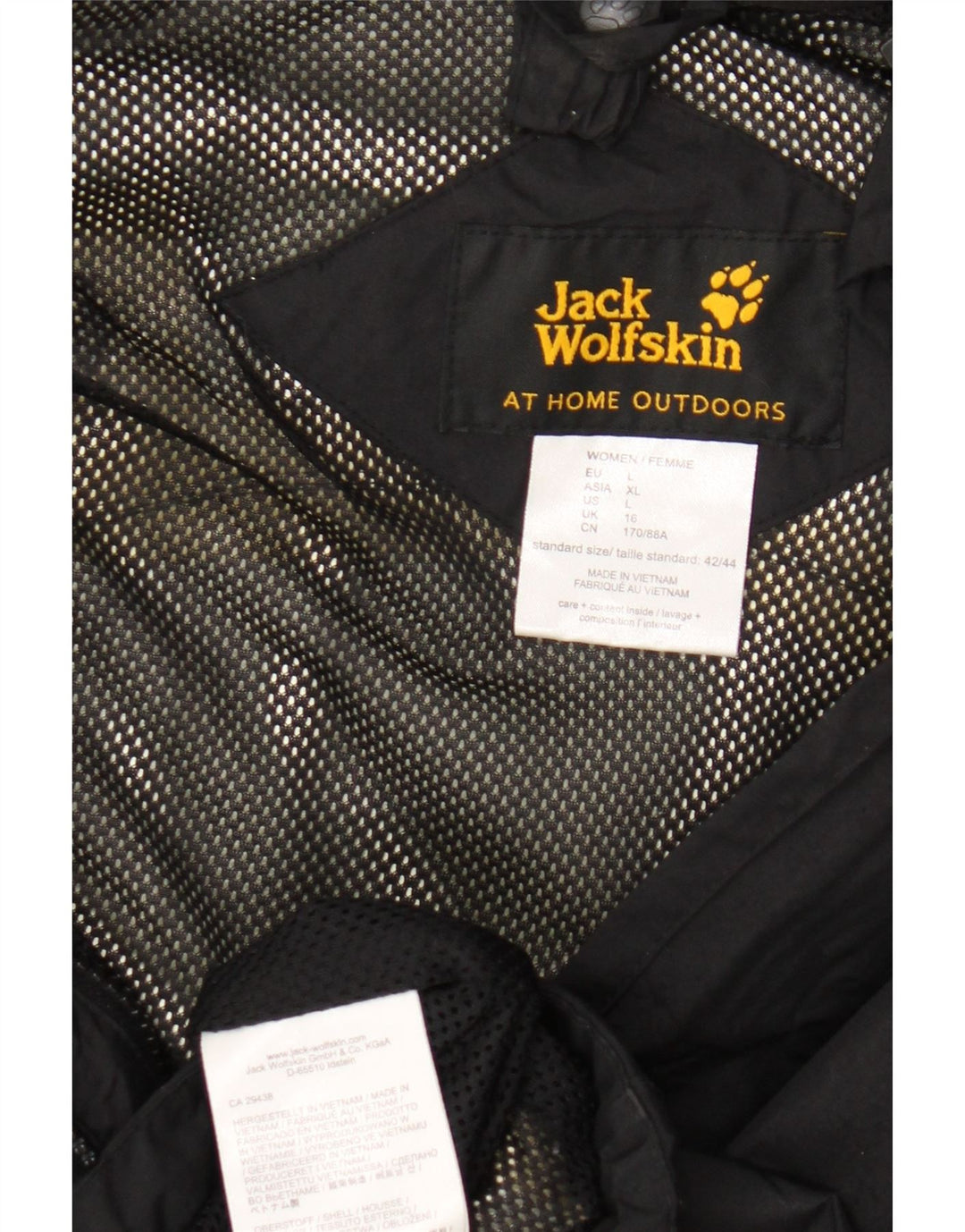 Jack Wolfskin ženska kišna jakna s kapuljačom UK 16 Veliki crni poliamid