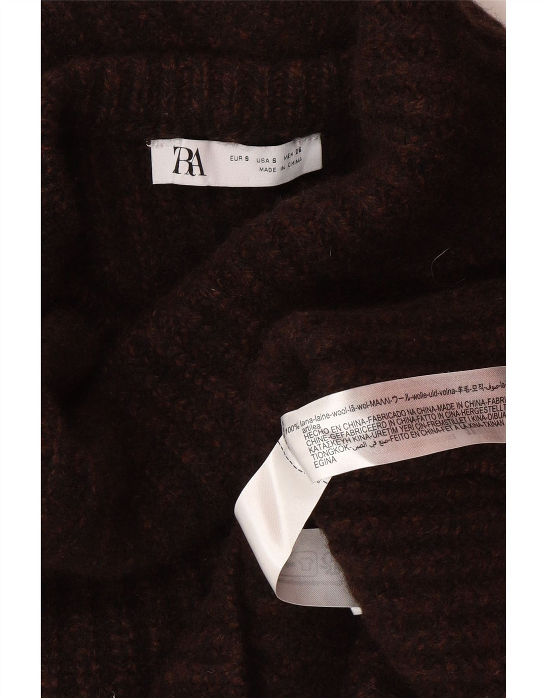Zara ženski pulover s rol izrezom UK 10 Small Brown Wool