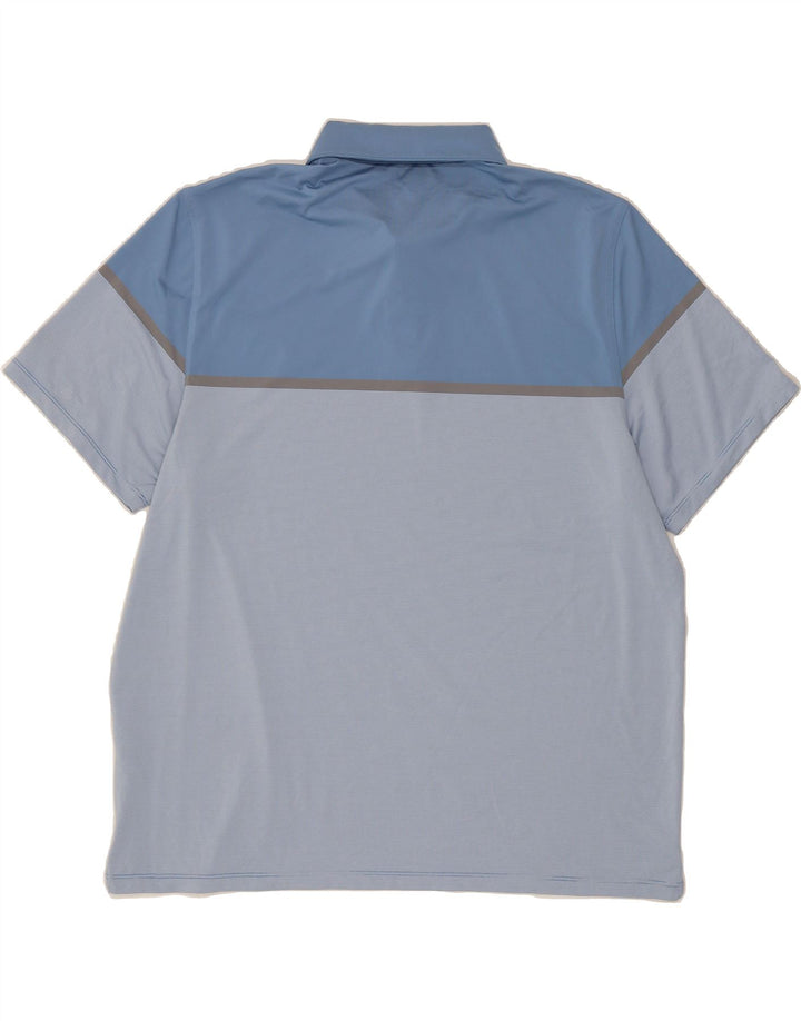 VINEYARD VINES Mens Polo Shirt XL Blue Pinstripe Polyester Vintage Vineyard Vines and Second-Hand Vineyard Vines from Messina Hembry 