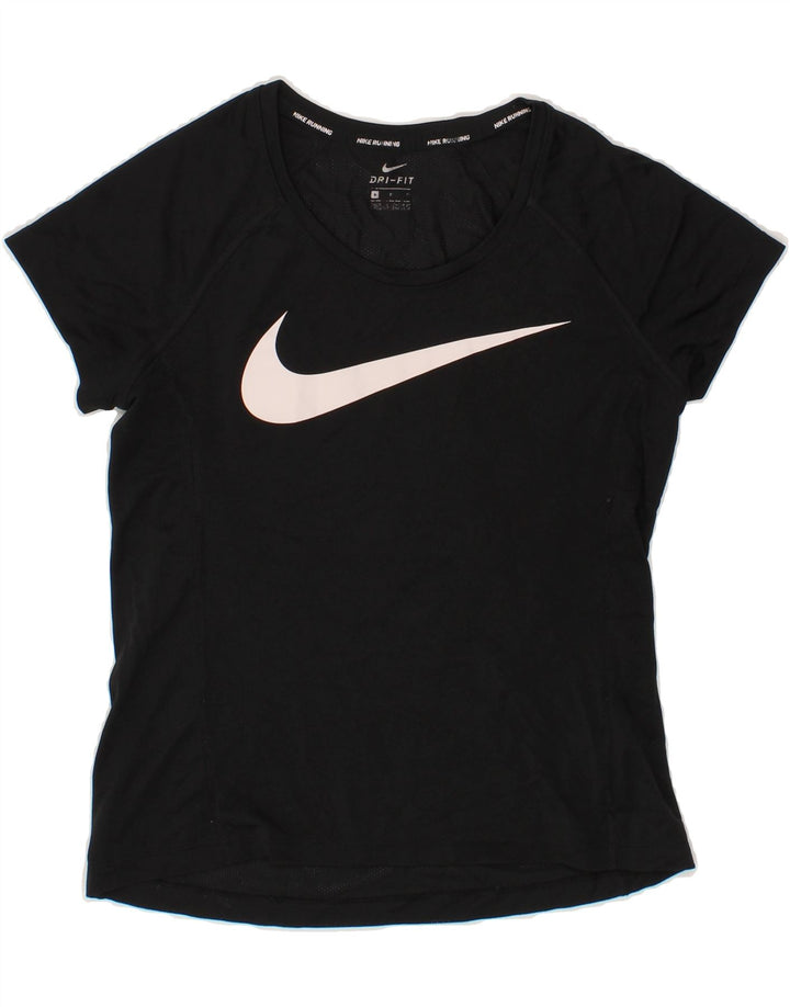 NIKE Womens Dri Fit Graphic T-Shirt Top UK 10 Small Black Polyester Vintage Nike and Second-Hand Nike from Messina Hembry 