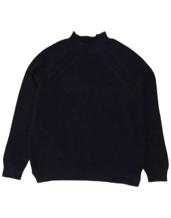 CREW CLOTHING Womens Turtle Neck Jumper Sweater UK 12 Medium Navy Blue