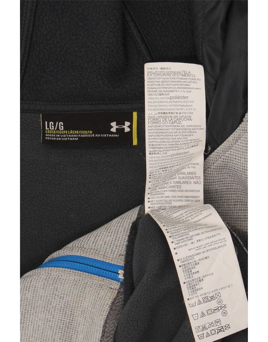 Under Armour muški pulover s kapuljačom na patentni zatvarač veliki sivi poliester u boji