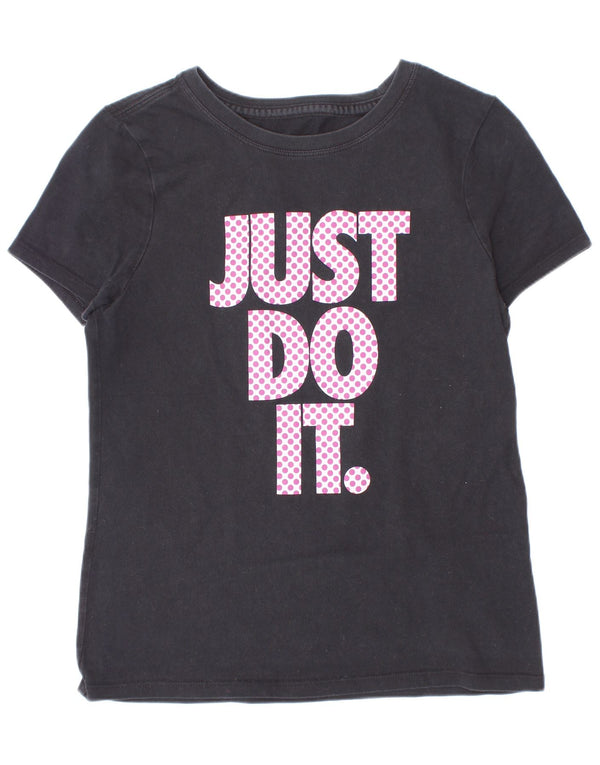 Nike Girls Graphic T-Shirt Top 10-11 Years Medium Black Pamuk