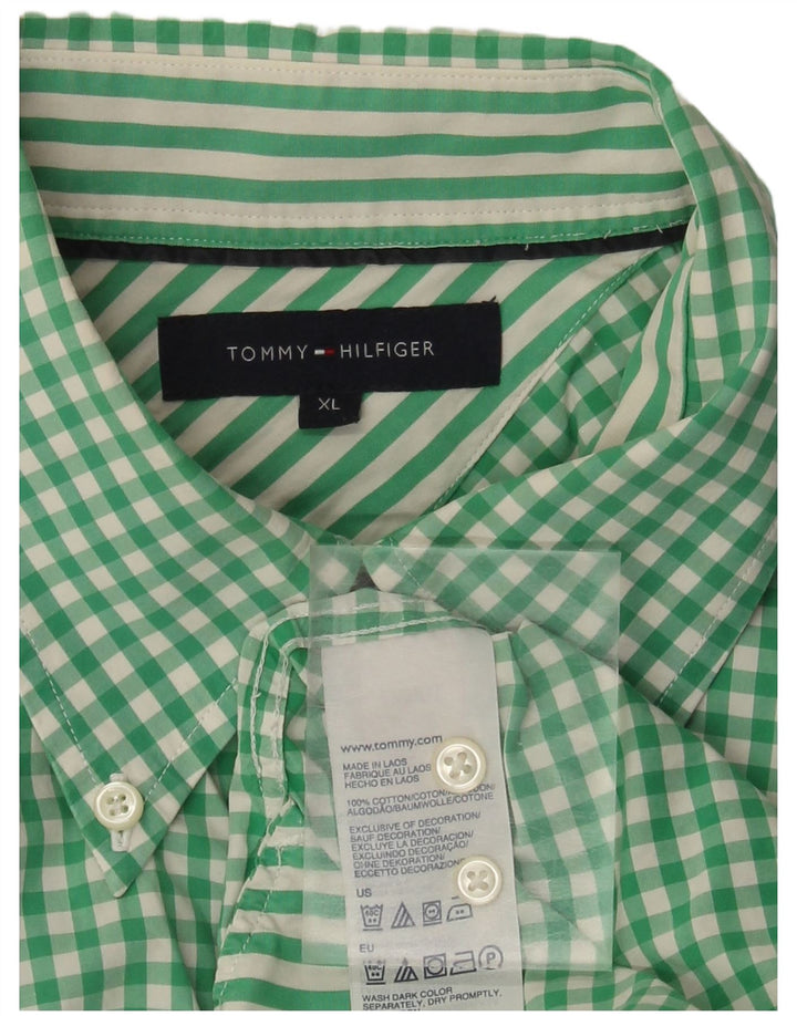 Tommy Hilfiger muška karirana košulja kratkih rukava XL Green Gingham pamuk