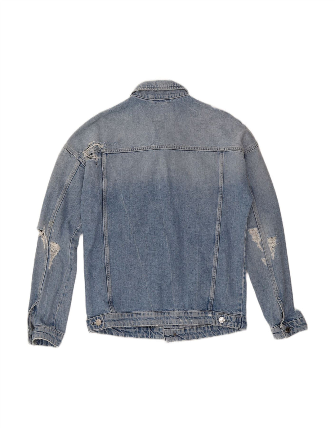 JACK & JONES Mens Distressed Denim Jacket UK 38 Medium Blue Cotton