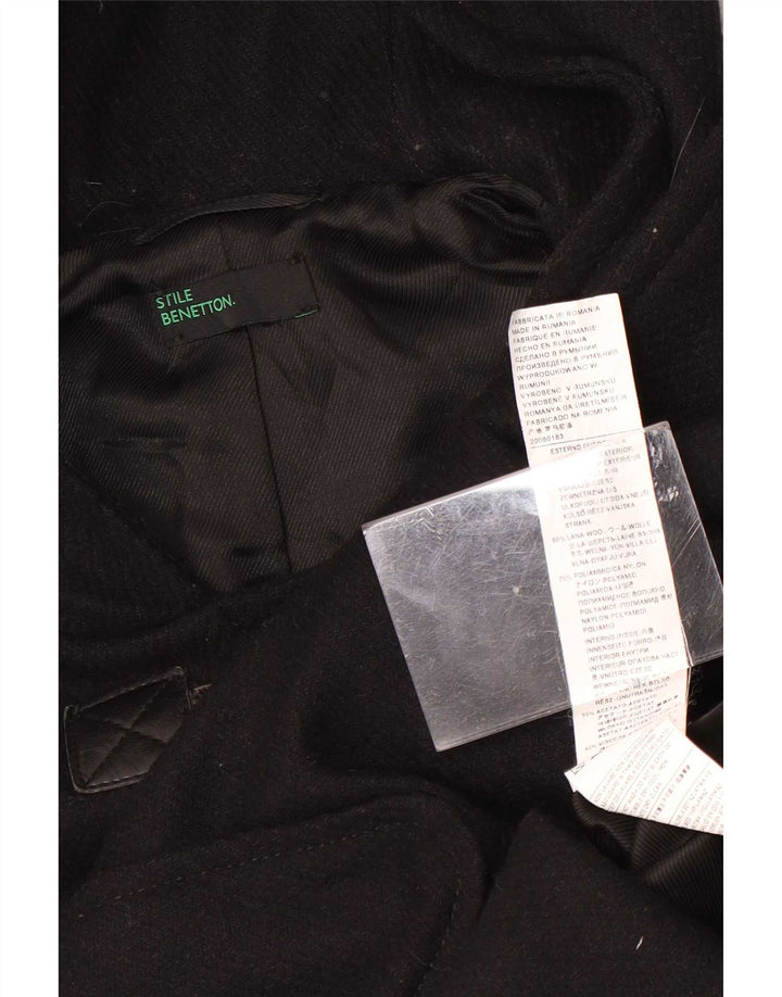 Benetton ženski duffle kaput s kapuljačom IT 42 srednje crne vune