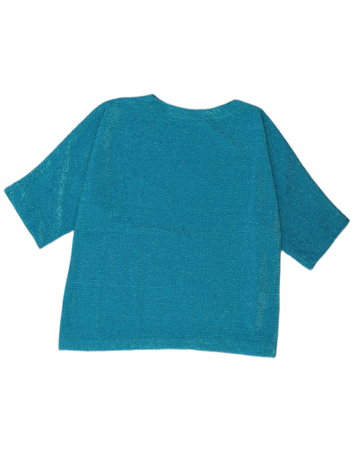 Vintage gornji dio ženske bluze UK 16 Large Blue Synthetic