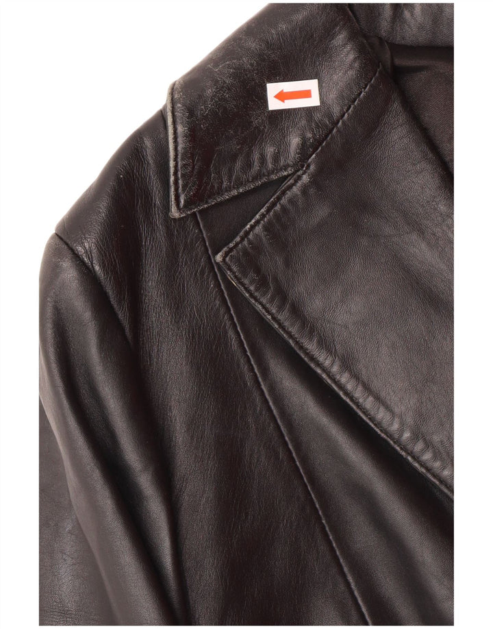 Vintage ženski kožni kaput UK 14 Srednja crna koža