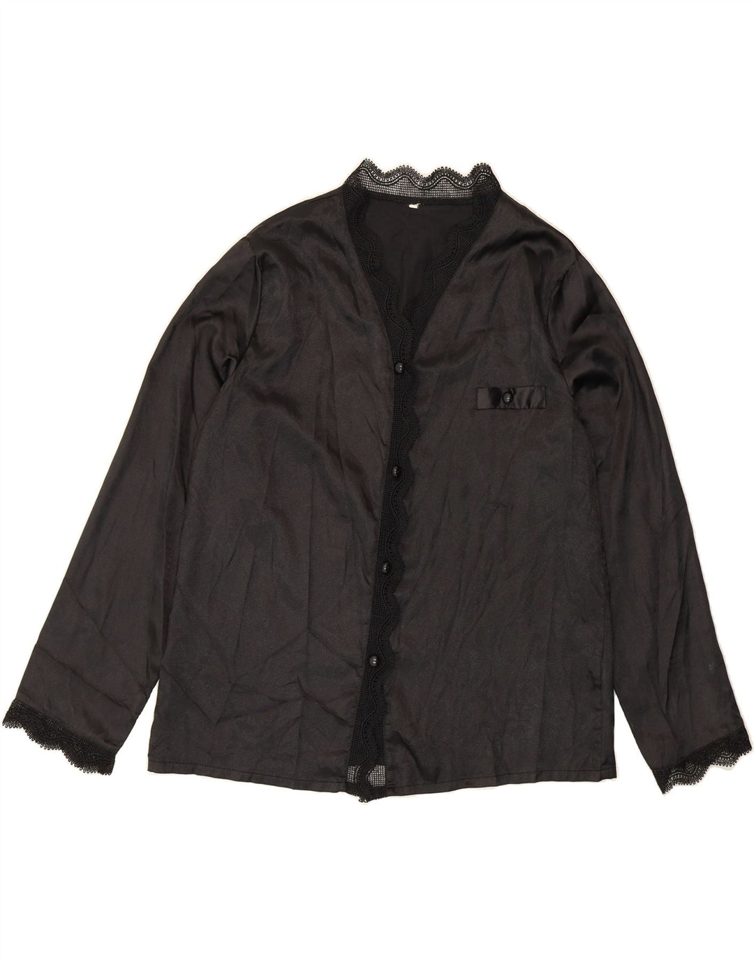 VINTAGE Womens Shirt Blouse UK 14 Medium Black Polyester Vintage Vintage and Second-Hand Vintage from Messina Hembry 