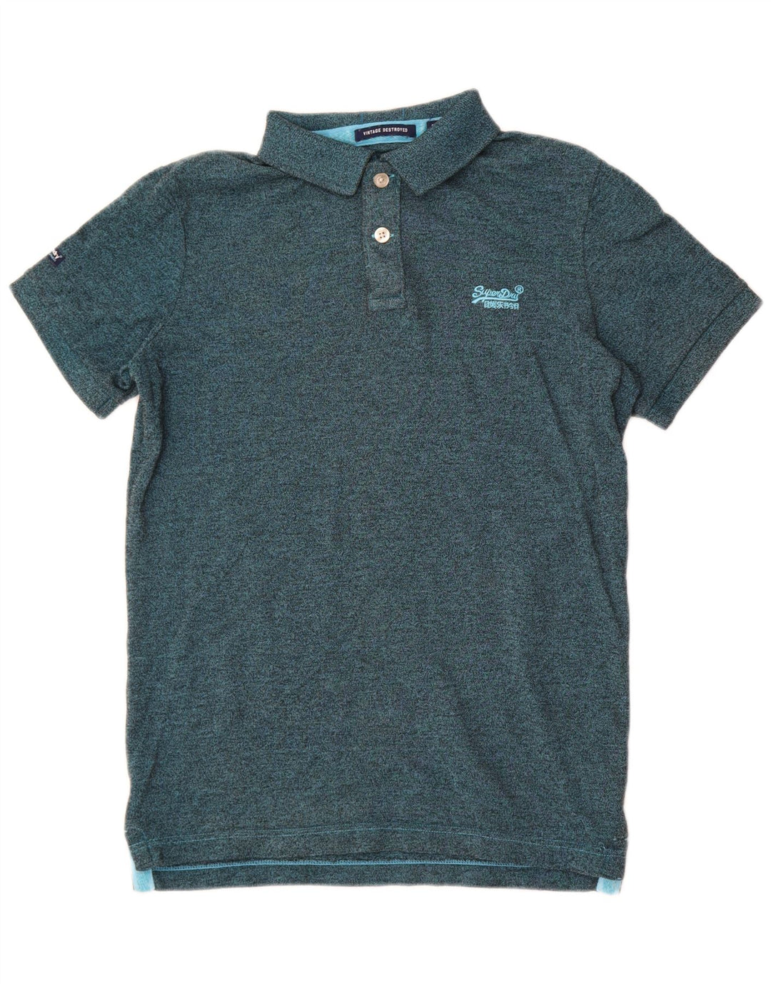 Superdry muška polo majica od srednje zelenog pjegavog poliestera