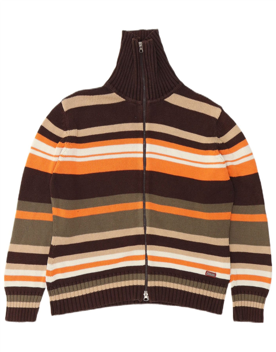 VINTAGE ženski kardigan pulover UK 14/16 na velike raznobojne pruge