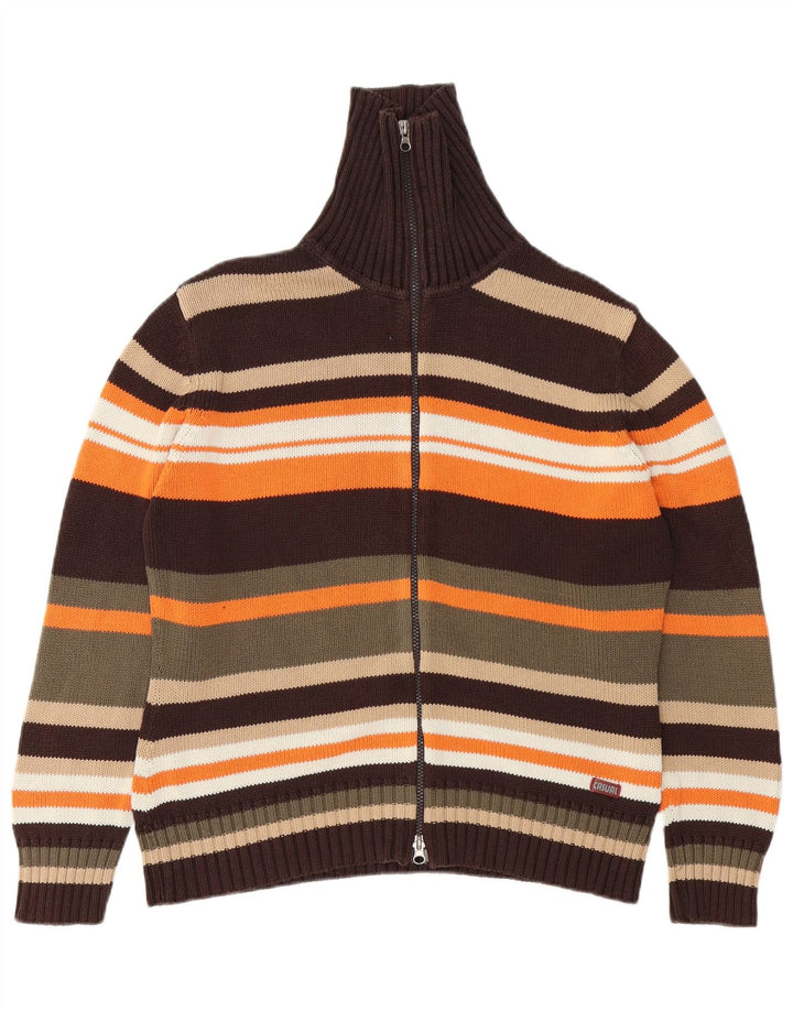 VINTAGE ženski kardigan pulover UK 14/16 na velike raznobojne pruge