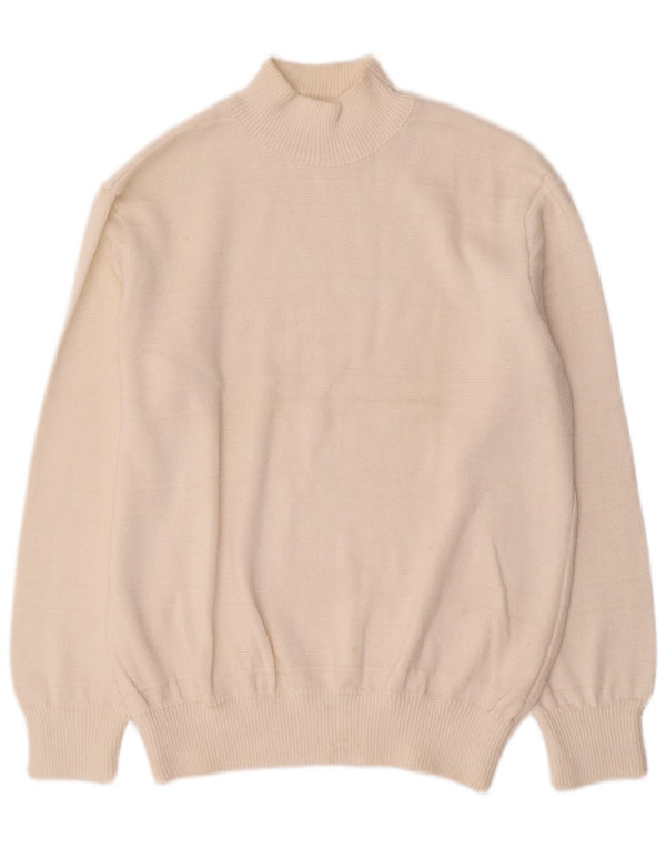 VINTAGE ženski džemper s kornjačičastim ovratnikom UK 16 Veliki bijeli