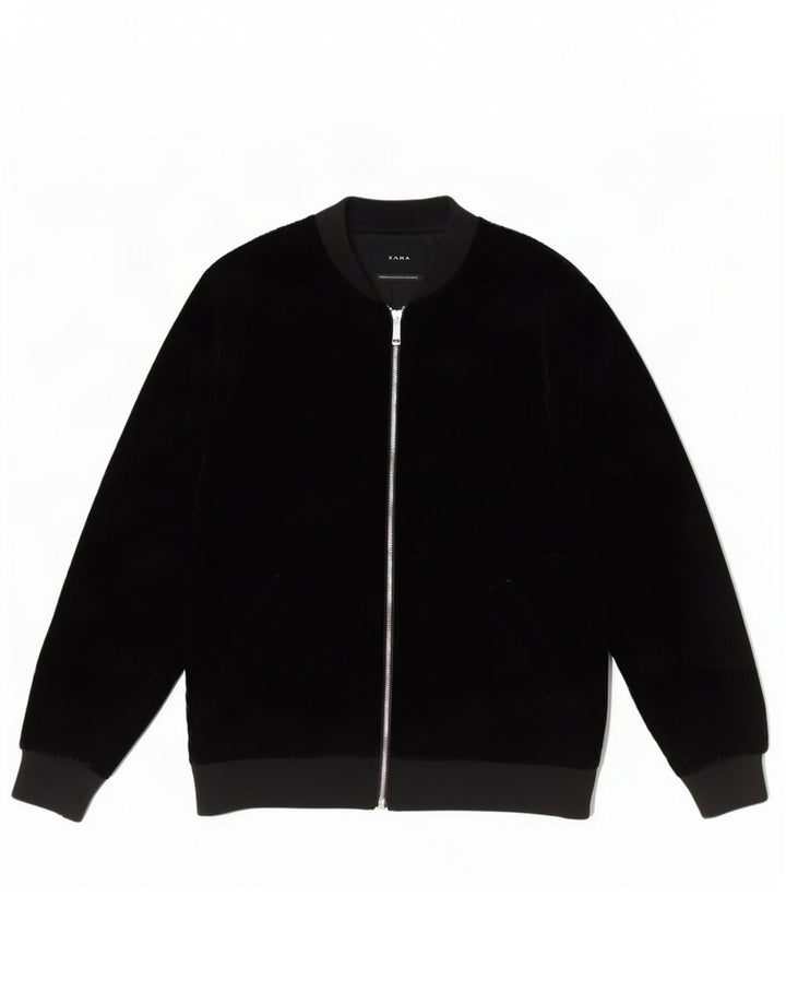 Zara muška bomber jakna UK 40 veliki crni poliester