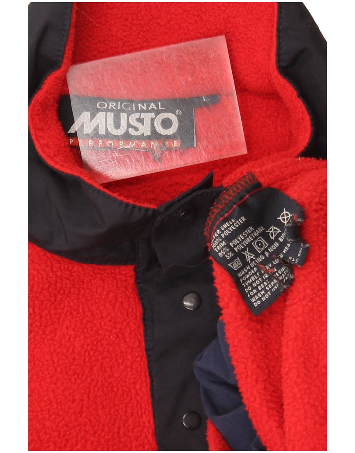 Musto muški džemper od flisa s dugmadima, veliki crveni poliester
