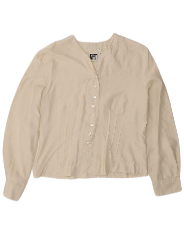 Vintage ženska košulja bluza UK 14 srednje bijele svile