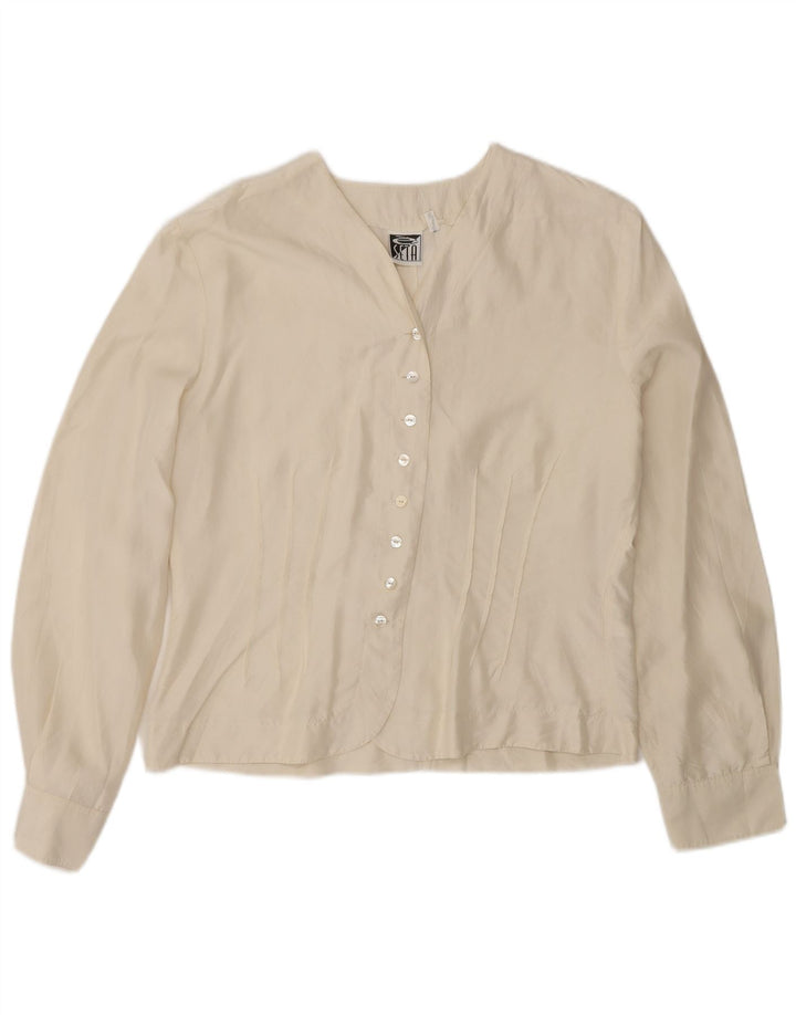 Vintage ženska košulja bluza UK 14 srednje bijele svile