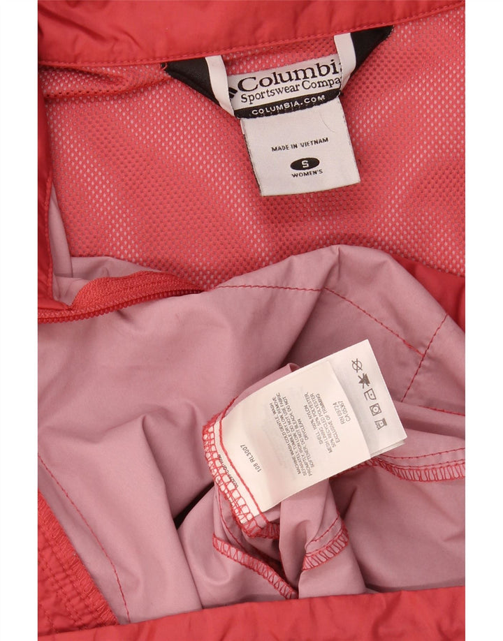 COLUMBIA Womens Oversized Hooded Rain Jacket UK 10 Small Red Nylon