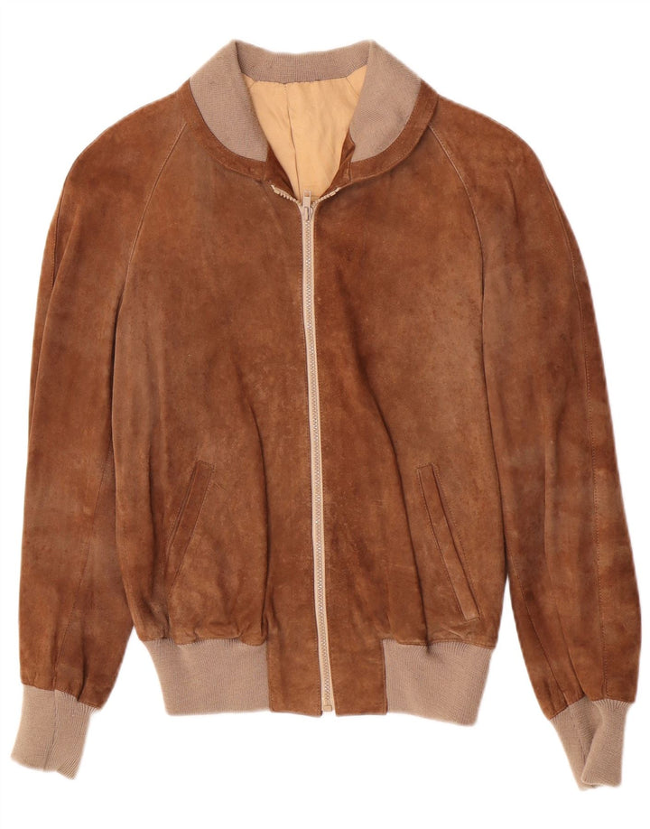 Vintage muška bomber jakna od brušene kože IT 48 srednje smeđe kože