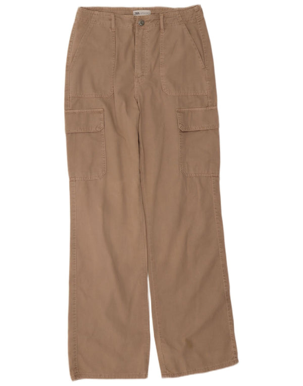 Zara Womens Straight Cargo Trousers EU 38 Small W28 L33 Beige