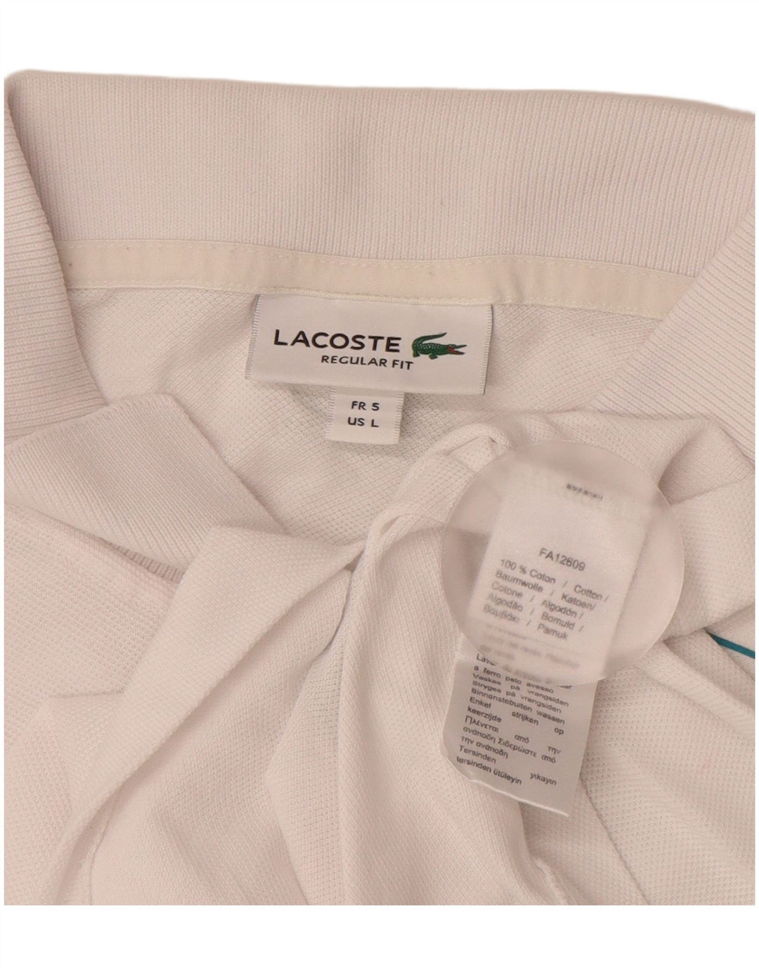 LACOSTE muška polo majica regularnog kroja Graphic, velika bijela pamučna veličina 5