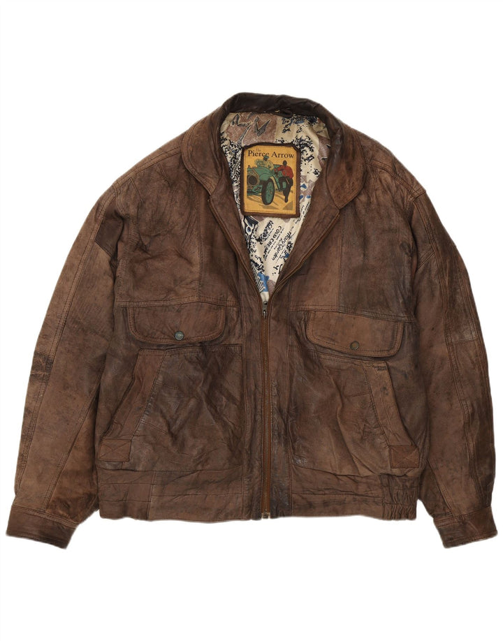 Pierce Arrow muška kožna jakna IT 56 3XL smeđa koža