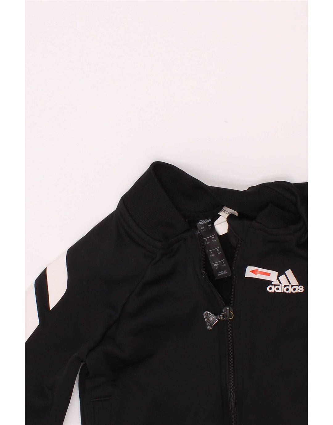 Gornja jakna od trenirke Adidas za dječake 3-4 godine, crna poliesterska boja