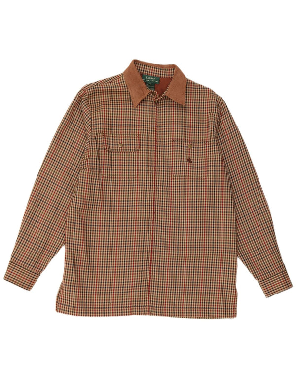Ralph Lauren Ženska flanelska košulja UK 14 srednje smeđa houndstooth acetat
