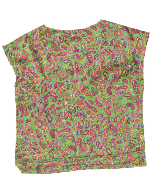 Vintage ženski gornji dio bluze bez rukava UK 16 Veliki zeleni paisley