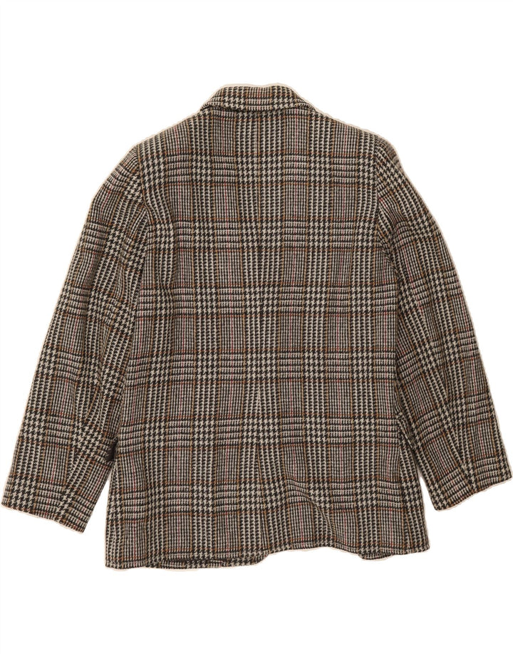 VINTAGE Womens 2 Button Blazer Jacket IT 48 XL Grey Houndstooth Wool Vintage Vintage and Second-Hand Vintage from Messina Hembry 
