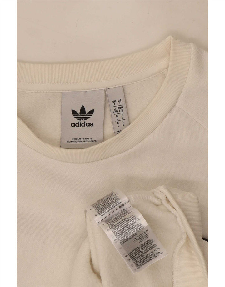 Veliki bijeli pamučni muški džemper Adidas