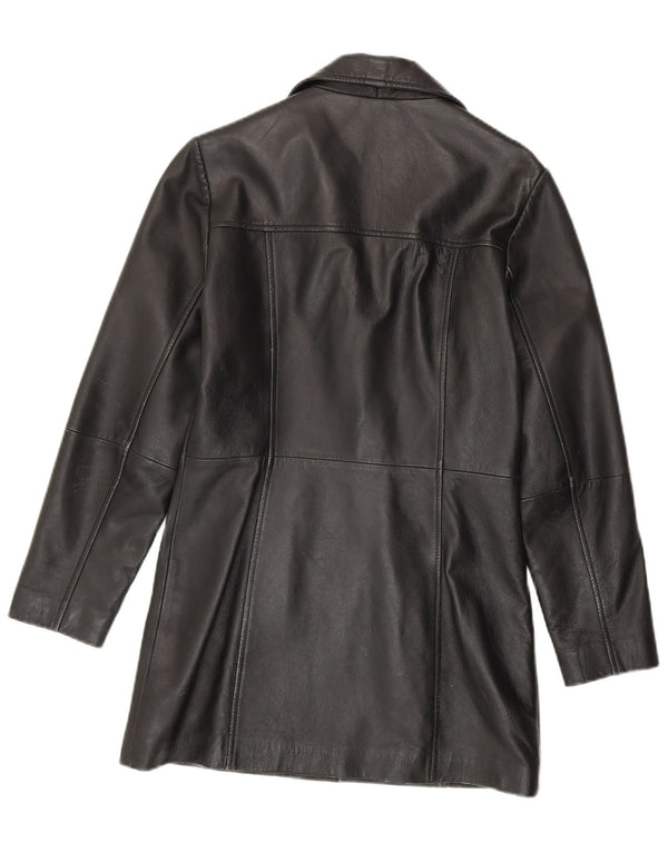 Vintage ženski kožni kaput UK 14 Srednja crna koža