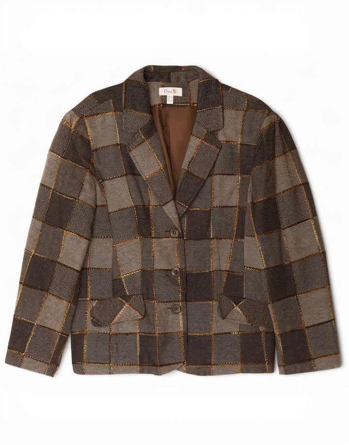 Oscar B Ženska jakna sako s 3 gumba UK 20 2XL Sivi patchwork poliester