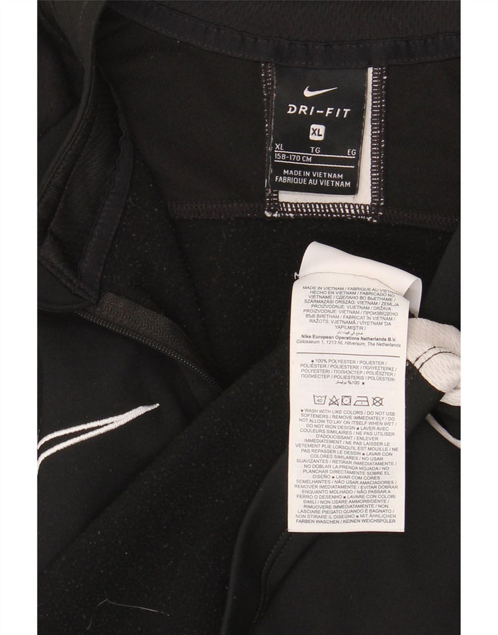 Nike Boys Dri Fit Zip Neck Pulover Top Trenirka 13-14 Years XL Black