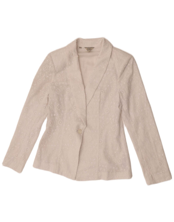 Guess Ženska jakna s 1 gumbom, UK 12 Srednje bijeli poliester