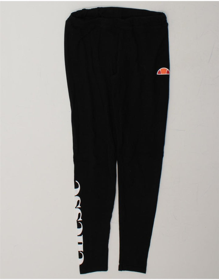 ELLESSE Womens Graphic Leggings UK 12 Medium Black Cotton Vintage Ellesse and Second-Hand Ellesse from Messina Hembry 