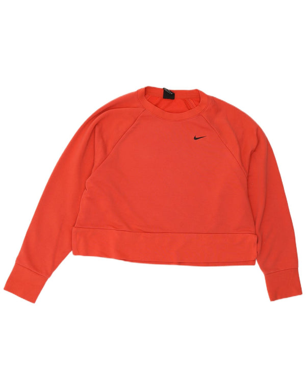 Nike Ženski Dri Fit Crop Graphic Sweatshirt Džemper UK 14 srednje ružičasta