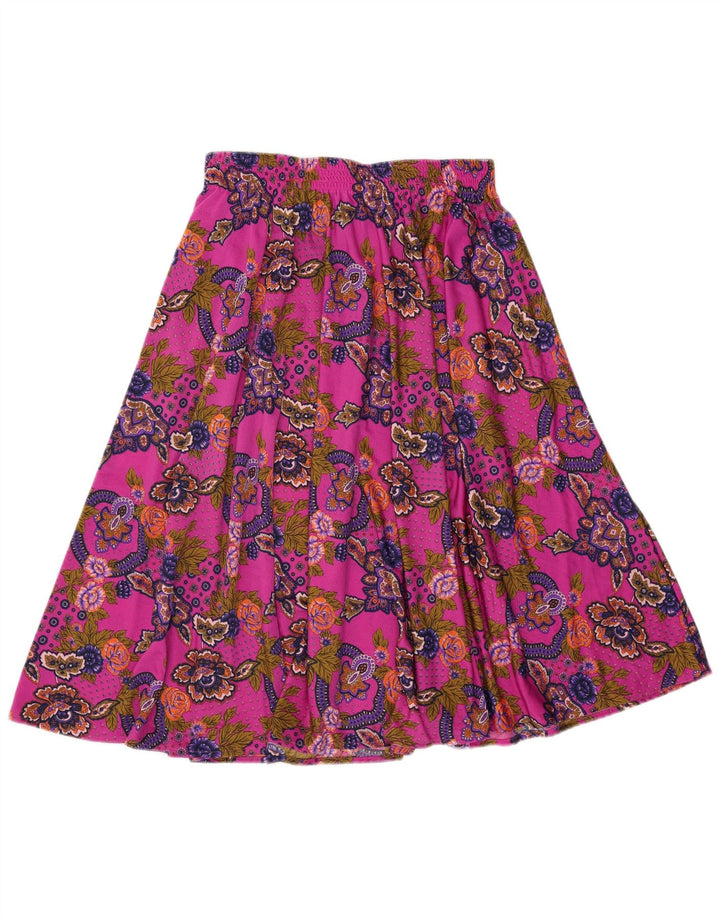Vintage ženska lepršava suknja W34 veliki ružičasti paisley