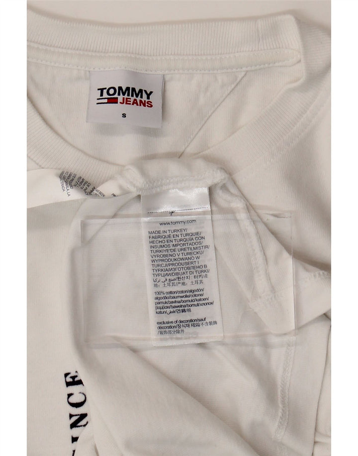 TOMMY HILFIGER Ženska grafička majica kratkih rukava UK 10 Small White Cotton