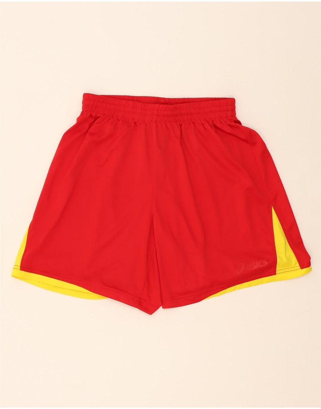 ASICS Mens Sport Shorts XL Red Colourblock Polyester Vintage Asics and Second-Hand Asics from Messina Hembry 